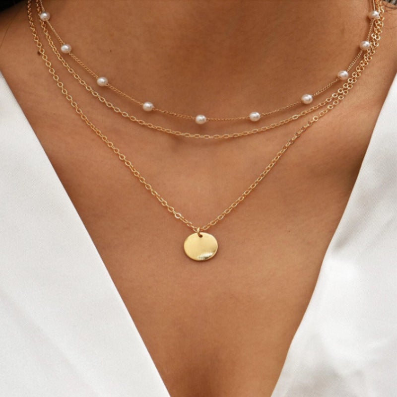 Pearl Love Necklace Instagram Style High-Grade Light Luxury Pearl Multi-Layer Love Spice Girl Beaded Clavicle Chain - Image 3
